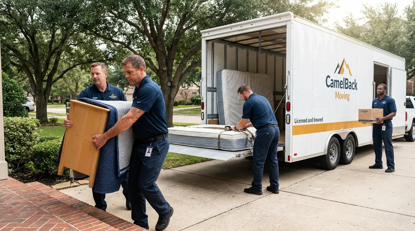Crew loading residential truck for cross-state move from Concordia, MO