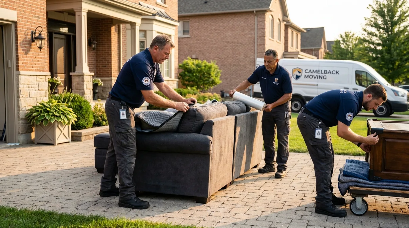 Large estate moving crew wrapping furniture in Concordia, MO